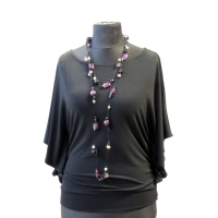 Bluzeczka Diana z pięknymi falbaniastymi rękawami - czarna